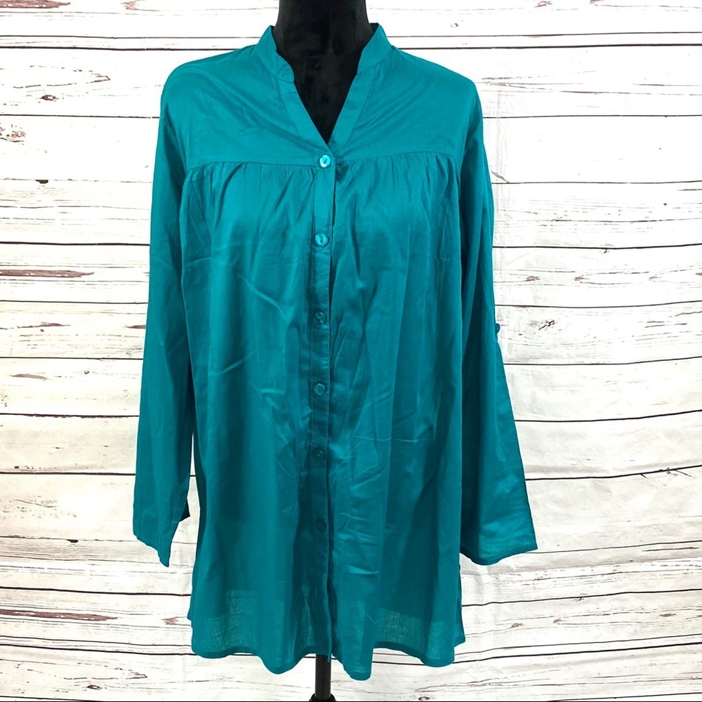 Ikebana Tunic Blouse Green‎ EUR 46/48 US 2XL